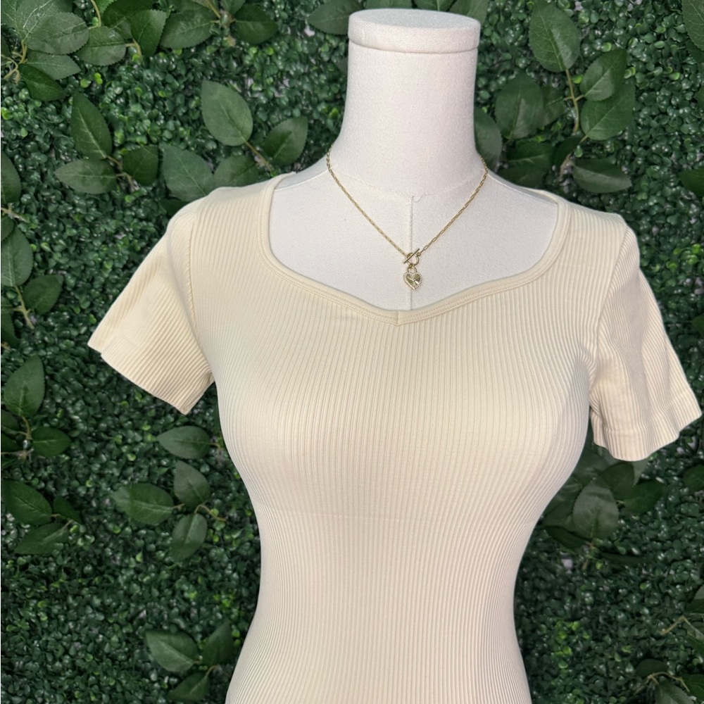 Cream Ribbed Bodysuit - Picture 2 of 5